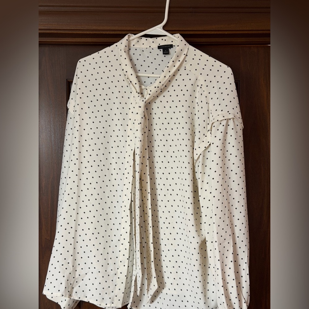 Ann Taylor Ivory Polka Dot Blouse